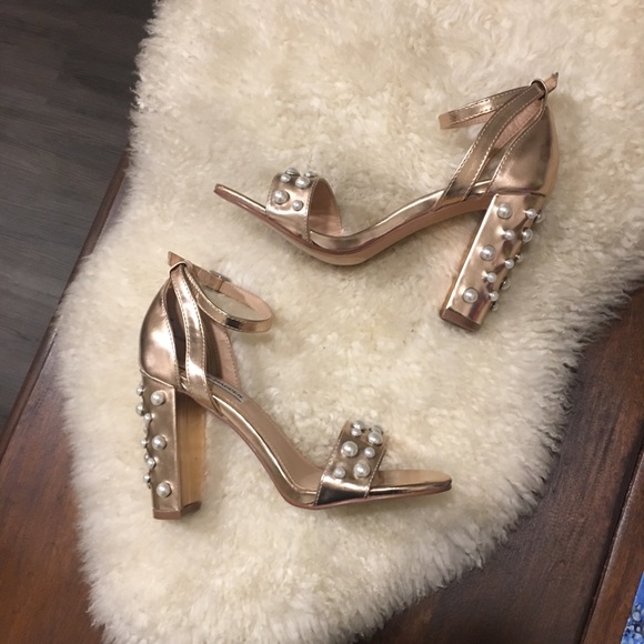 Steve Madden - Pearled Rose Gold Block Heels 7 - Picture 11 of 16